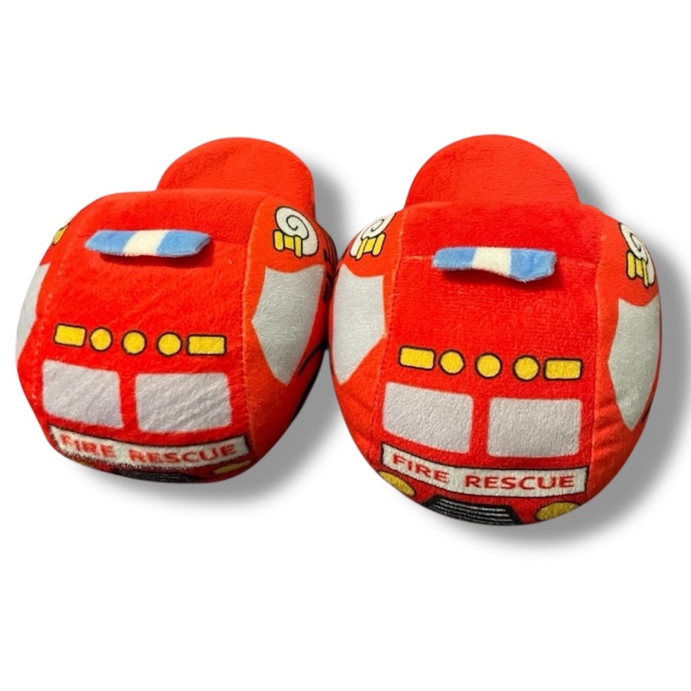 Kids Red Fireman Rescue Plush Slippers